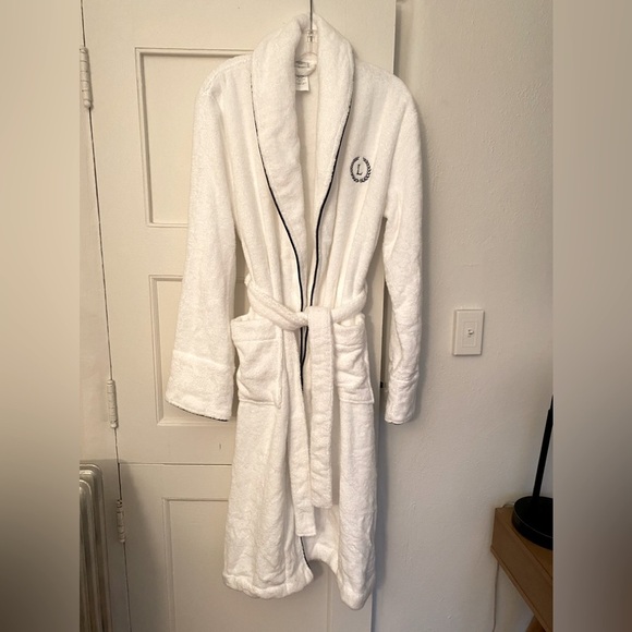 Williams Sonoma Other - New Williams Sonoma White Monogram Cotton Robe Made in Turkey